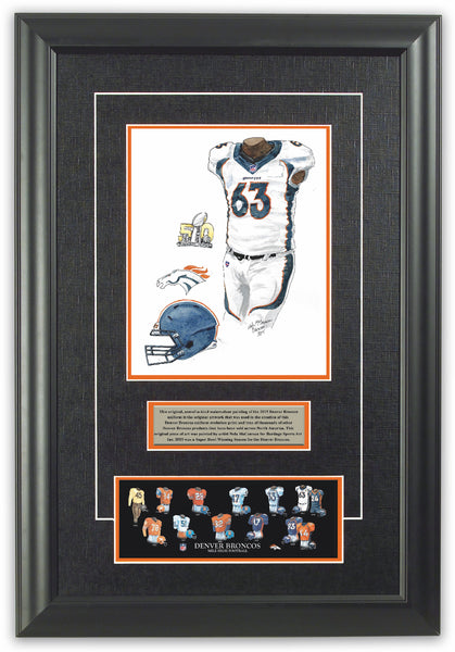 Terrell Davis Signed Denver Broncos Framed Custom Navy Blue Jersey