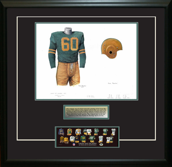 Framed Evolution History Green Bay Packers Uniforms Print — The