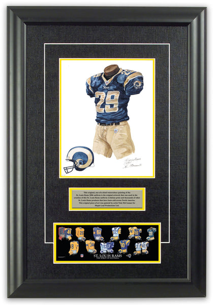 Framed NFL Football Evolution History St. Louis Rams Uniforms