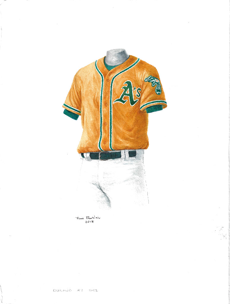 MLB Oakland Athletics 2012 uniform original art – Heritage Sports Art