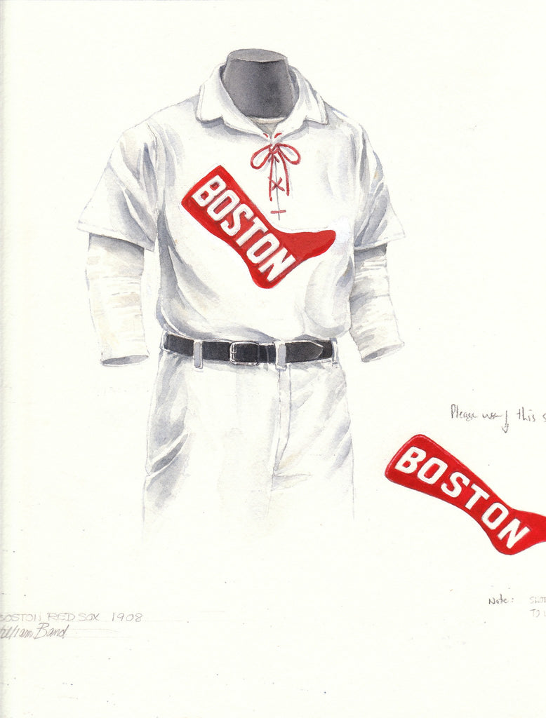 Boston Red Sox 1908 uniform artwork, This is a highly detai…