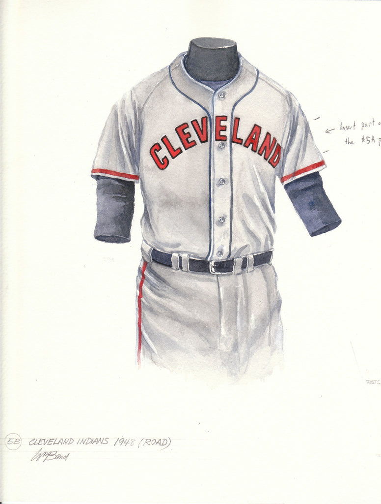 MLB Cleveland Guardians 1948 road uniform original art – Heritage