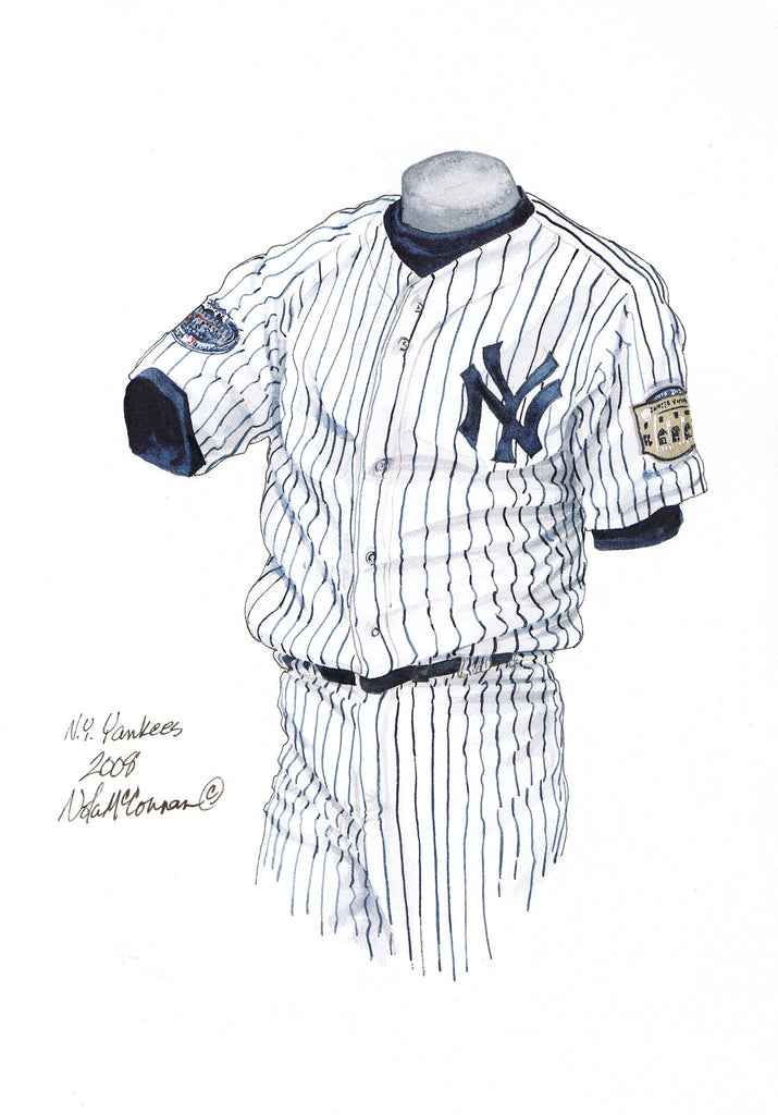 MLB New York Yankees 2008 uniform original art – Heritage Sports Art
