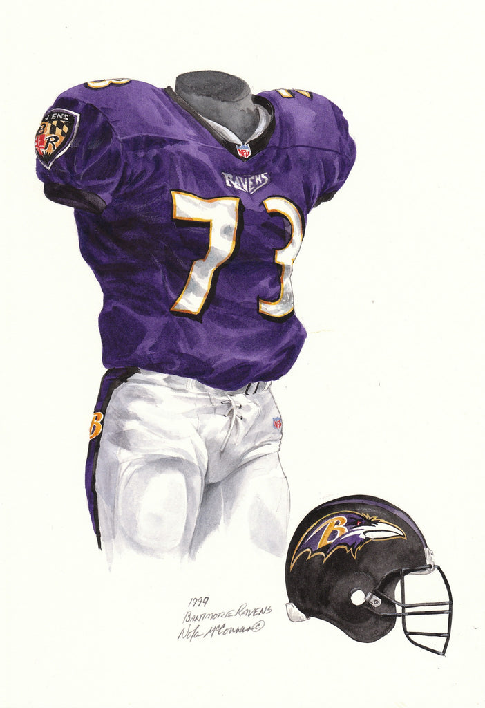 NFL Baltimore Ravens 1999 uniform original art – Heritage Sports Art