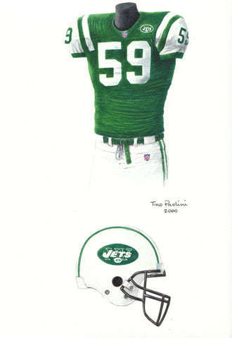 New York Jets uniform evolution plaqued poster – Heritage Sports Stuff