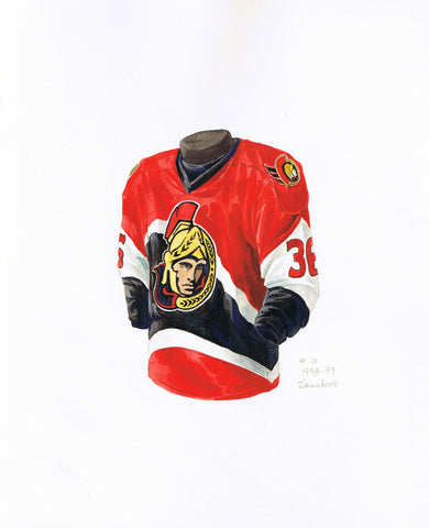 NHL Ottawa Senators 2007-08 uniform and jersey original art