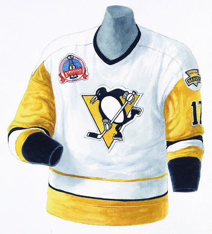 NHL Pittsburgh Penguins 1977-78 uniform and jersey original art – Heritage  Sports Art