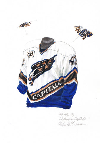 Washington Capitals 1993-94 jersey artwork, This is a highl…